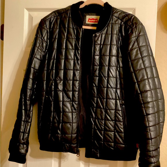 Levi's Faux Leather Diamond Quilted Bomber Jacket - Picture 1 of 6